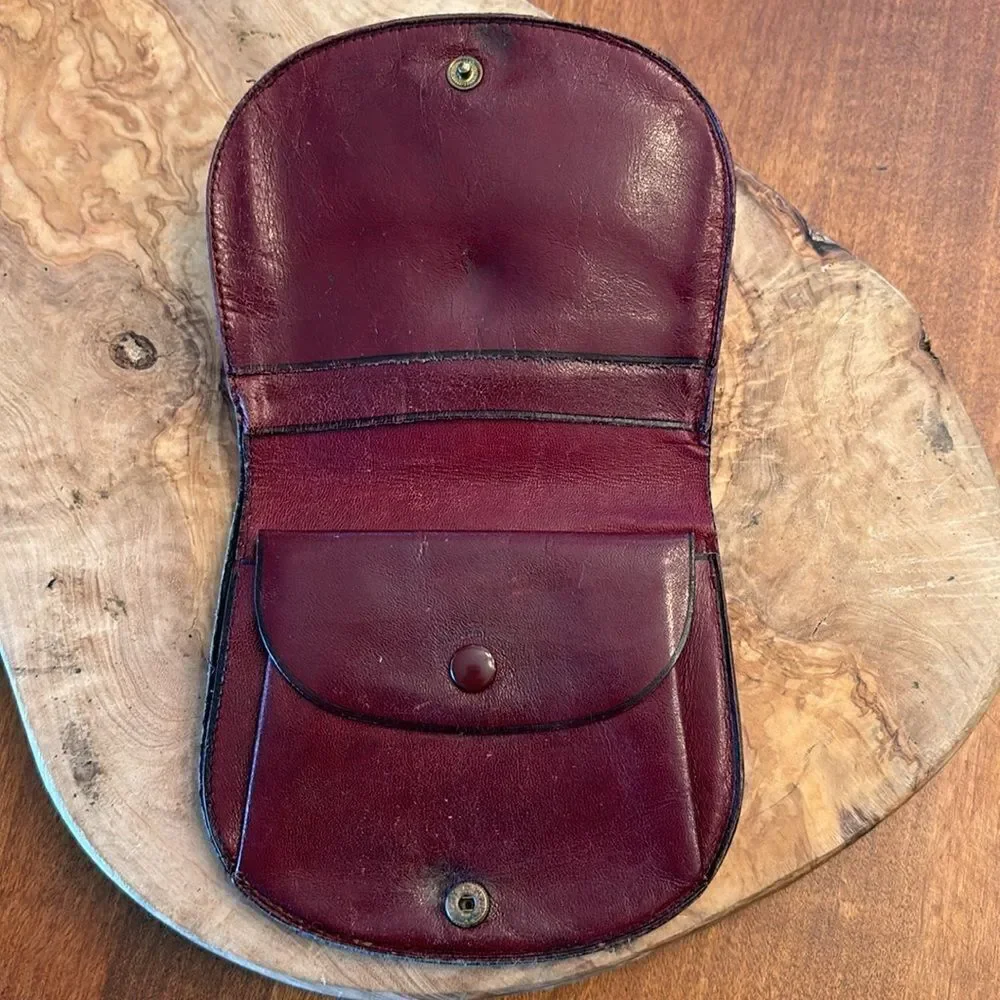 Vintage Leather Billfold Wallet Coin Purse